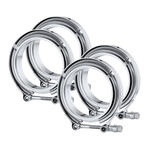 Image of EVIL ENERGY 4PCS V Band Clamp with Flange Male Female 304 Stainless Steel (4 inch)
