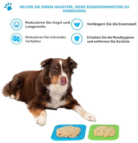 Lesipee Leckmatte Hund, 2 Stück, Schleckmatte Hund mit Silikonspatel und Bürste, Angstlinderung, Hundespielzeug, Futtermatte für Butter… – Ansicht 5