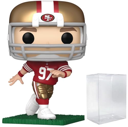 POP Football: Nick Bosa (Running) (Red & Gold Home Uniform) Funko Vinyl Figure (Bundled with Compatible Box Protector Case), Multicolor, 3.75 inches