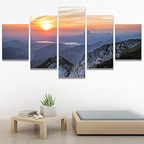 SIGNWIN 5 Panel Canvas Wall Art Landscape Mountain...