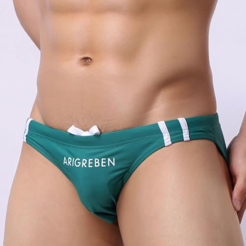 Bañador contemporáneo para hombre con excelente flexibilidad, tus aventuras de verano (L verde oscuro)