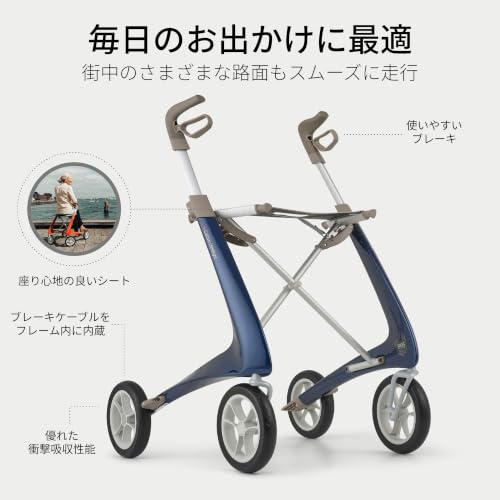 Image of byACRE Carbon Ultralight Rollator - World's Lightest Carbon Rollator - Only 10.6 lbs /for Indoor and Outdoor Use /Foldable and Easy to Travel with (Royal Blue, Compact Track)