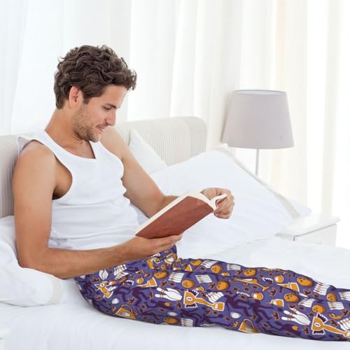 Bowling Game Print Adult Sleep Lounge Pajama Pants,Men Pajama Bottoms With Pockets Drawstring3