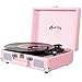 Vinyl Record Player with Built-in Stereo Speakers BT Turntable 3-Speed Portable LP Vinyl Player with USB SD Card RCA Aux Input Headphone Jack