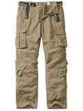 linlon Hiking Pants for Men, Outdoor Quick Dry Lightweight Fishing Pants Casual Cargo Pants with 8 Pockets,Khaki,34