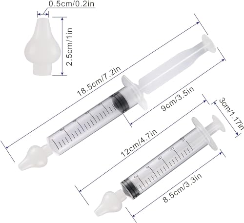 Image of Nasal Syringe for Baby - 4PCS with Cleaning Tools - Safe Silicon Baby Nasal Aspirator Qucik Syringe Nose Cleaner Rinsing Tool for Baby /Infant /Kid (Transparent, 4PCS)
