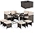 Tangkula 9 Piece Patio Dining Set, Rattan Chairs with Tempered Glass Table & Ottoman, Space Saving Wicker Sectional Conversation Set with Removable Cushions, Outdoor Furniture for Backyard Garden Deck