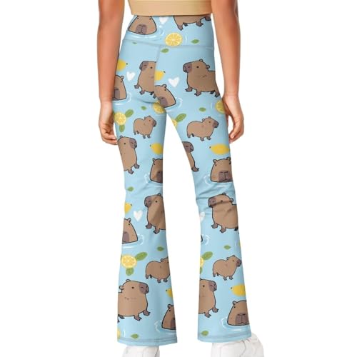 Image of Girls Leggings Floral Print High-Waisted Flared Pants 5-14 Years