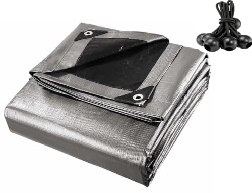 Tarpaulin Extra Super Heavy Duty Waterproof HD Cover Tarp Ground Sheet Mesh 320GSM + 6 BUNGEE (3m x 3m)