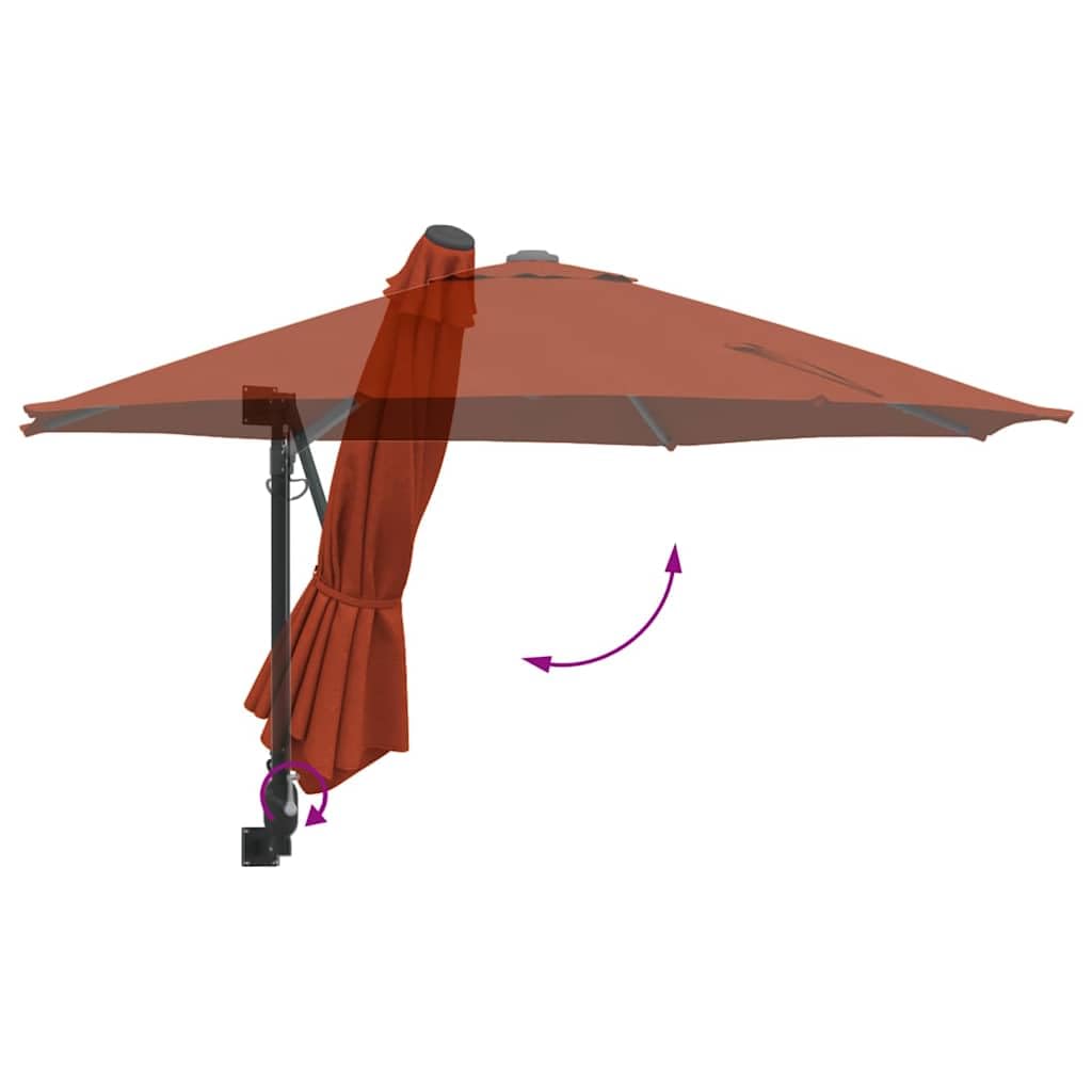 Parasol ogrodowy, piaskowy, z poliestru i stali, z korbą, odporny na warunki atmosferyczne i promieniowanie UV, na balkon, taras, do ogrodu, na zewnątrz
