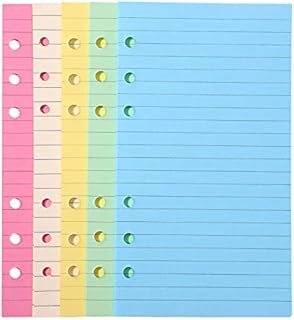 NUOBESTY Loose Leaf Paper, Colorful 6 Hole Punch Lined Filler Paper, A6 Index Classified Lables Dividers Binder Refill Paper, Note Book Planner Inserts 50 Pages