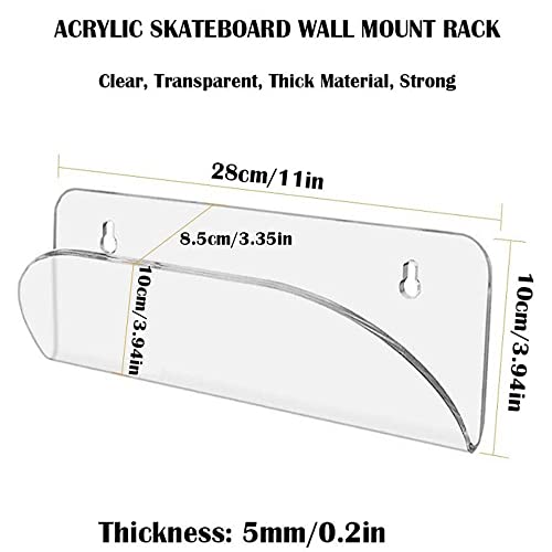 SEIWEI Suporte de exibição de skate acrílico transparente Stent Snowboard Suporte de parede Rack de
