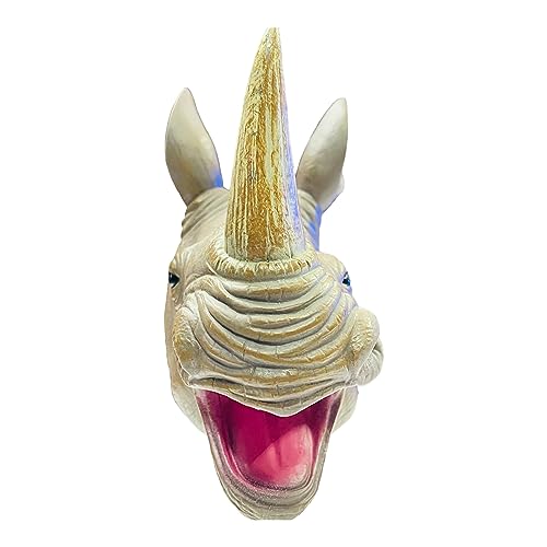 Image of Moira Animal Dinosaur Rubber Hand Glove Puppet Doll Kids Childrens Toys (Rhinoceros)