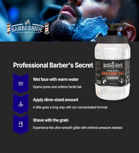 ican Barberside London Fresh Active Moisturizing Shaving Gel 2litre - Image 6