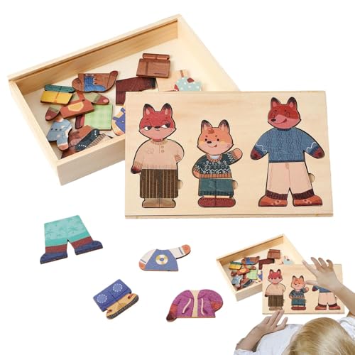 Juego de vestir de madera con diseño de animales para la asociación de trajes infantiles