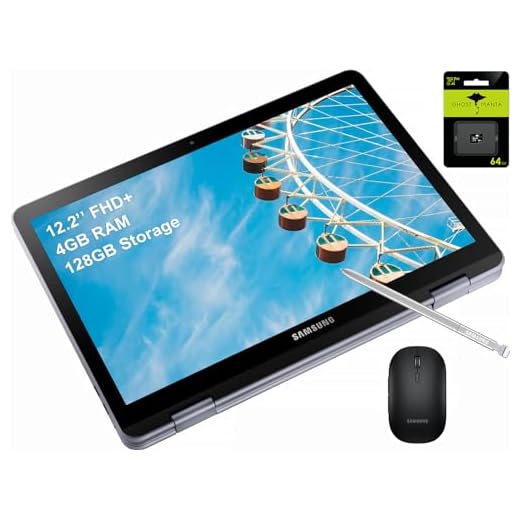SAMSUNG Plus V2 em 1 tela sensível ao toque FHD de 12,2 polegadas Chromebook Laptop Student, Intel Celeron 3965Y, 4 GB de RAM, 128 GB de armazenamento, Wi-Fi, Bluetooth, Zoom Meeting, Caneta Stylus, mouse sem fio, Chrome OS, acessório GM