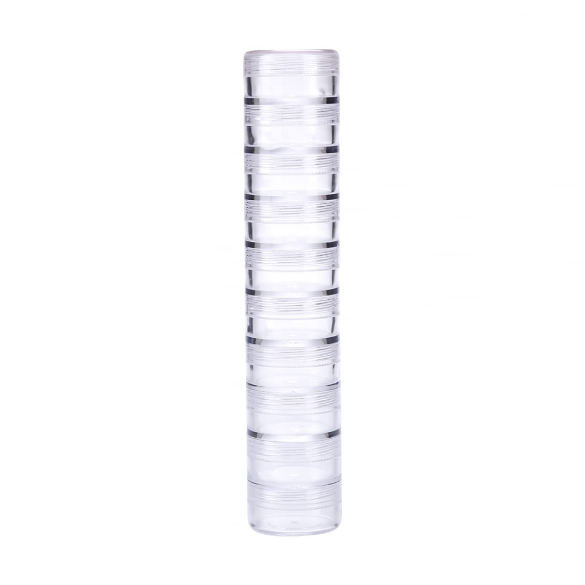 OTCRAFT 10 PCS Stackable Plastic Containers, 19x3.5cm/ 7.5X.5inClear Storage Box Round Organizer Jars for Beads, Buttons, DIY Art CraftJewelry Nail Accessory