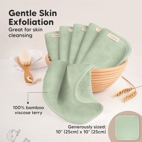 Image of 6-Pack Baby Washcloths - Soft Absorbent Viscose from Bamboo Washcloths for Face, Body, Baby Towels for Newborn, Kids, Toddlers, Infant, Gentle on Sensitive Skin, 10x10 Reusable Face Towels (Pistachio)