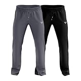 TORO ACTIVA Pack of 2 Mens Trousers Tracksuit Jogging Bottoms Lightweigt with Zipper Pockets Drawstring Joggers Sports Casual Running Gym Training (UK, Alpha, L, Regular, Regular, Black Charcoal)