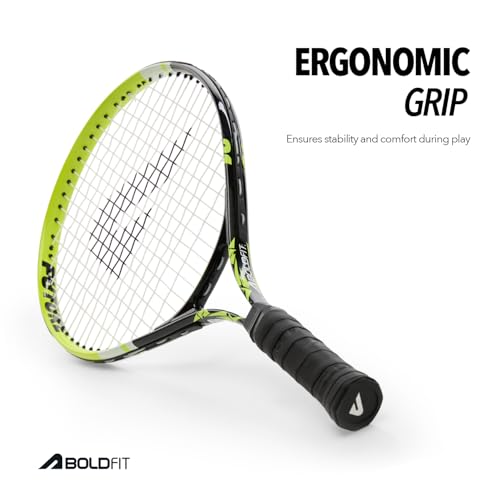 Image of Boldfit Tennis Racket, Aluminium Lawn Tennis Racquet for Adults & Kids, Lightweight, Durable & Beginner Tennis Gear for Children with Protective Cover, Ideal for Outdoor Play & Training