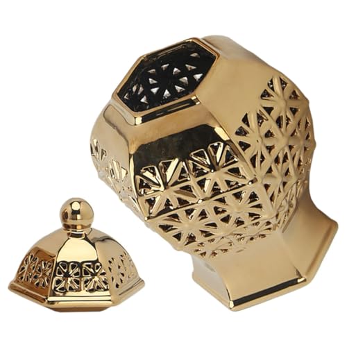 Vase en céramique or hexagonal ajouré pour une décoration de maison moderne - 2