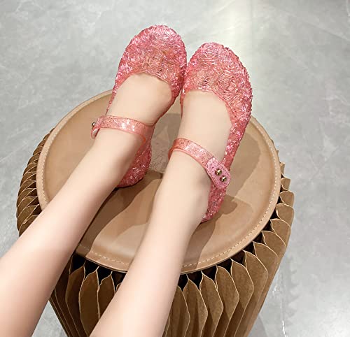 Jelly Shoes for Girls, Snow Queen Princess Birthday Sandals for Little Girls, Blue Toddler Glitter Sandals Size 9, Frozen Inspired Party Cosplay Costumes Dress Flats4