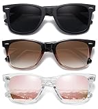 MEETSUN Retro Polarized Sunglasses for Women Men Classic Mirror Lens Driving Sun Glasses 100% UV Protection (3 Pack) Black/Brown Gradient/Pink