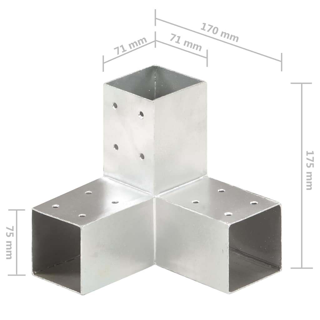 vidaXL Conectores de postes en Y 4 uds metal galvanizado 71x71 mm