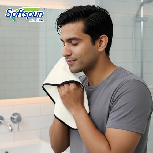 Image of SOFTSPUN Microfiber Hand & Face Wipes 280 GSM 20x30 Cms, 4 Piece Towel Set, (White) Super Soft & Silky for Hand, Face and Body - Hypoallergenic Sensitive Skin Wipes & Washcloths.