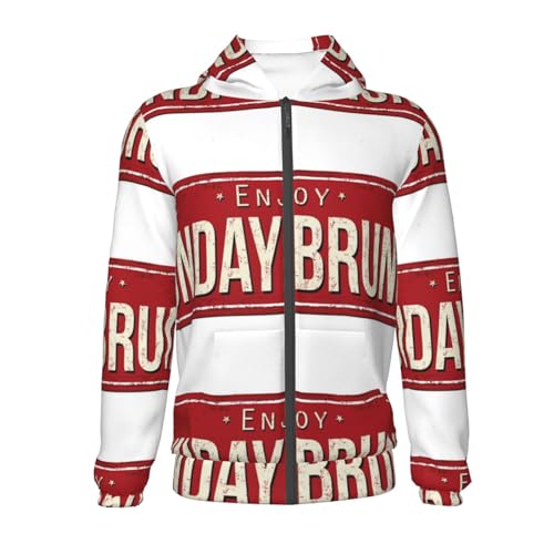 Retro Sunday Brunch Kids Pullover Hoodies Boys Zip Up Sweatshirts Girls Athletic Clothes with Pocket2