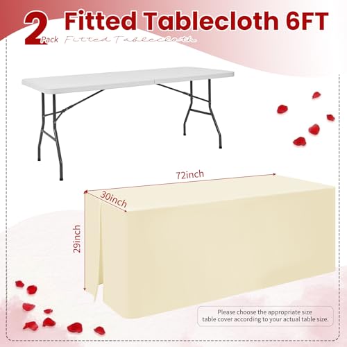 Nappe pour réception et mariage beige lot de 2 nappe buffet table pliante 1m80 - 3