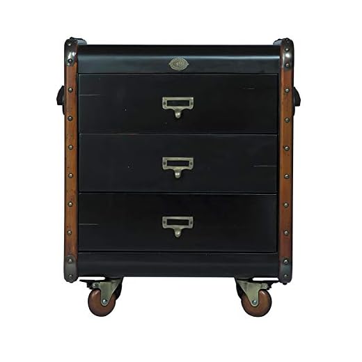 Modelos auténticos, cajones de camarote, cajón del siglo clásico, troncos con ruedas, acabado francés negro y miel envejecido.