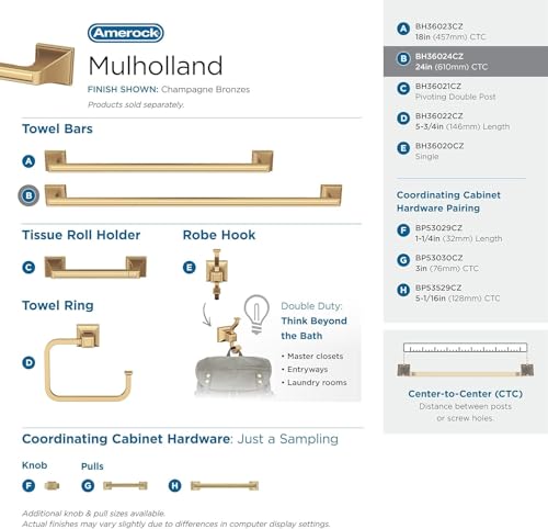 Image of Amerock Mulholland 24 inch Champagne Bronze Towel Bar