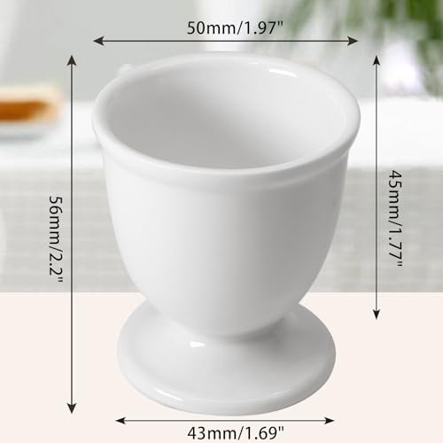 Image of Ceramic Egg Cups 4 Pcs, White Porcelain Egg Holder for Boiled Eggs | High-Fired Shatterproof Build, Dishwasher Safe Clean, Great for Breakfast Cooking Kitchen / Gift Childhood Memories