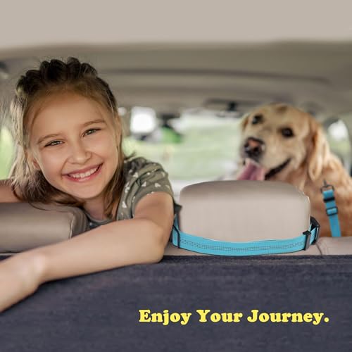 iPetba Removable Dog Seat Belt for Car, Adjustable Safety Harness with Elastic Bungee Buffer, Pet Vehicle Leash Restraint Secures to Headrest for Small Large Dogs (Blue) - Thumbnail 2