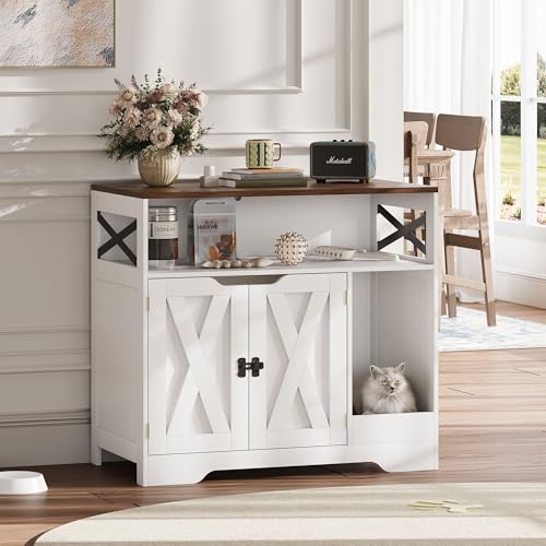 ZYKZYK Cat Litter Box Enclosure Tall Hidden Litter Box Furniture Cat House Wooden Cat Washroom...