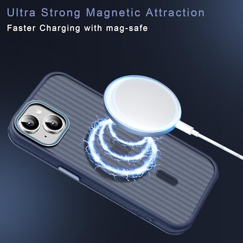 Image of KARWAN Polycarbonate Beam Magnetic Protective Cover Compatible with iPhone 15 Camera & Body Protection|Anti Shock,Scratch Resistant|Precise Cutouts Modern Design|Wireless Charging (Blue)