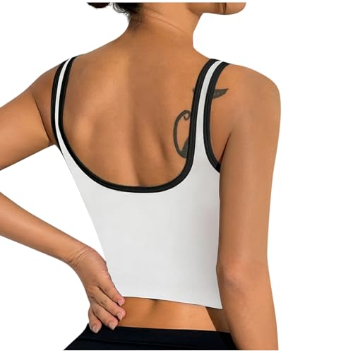 Womens Workout Tank Tops Square Neck Longline Sports Bras Support Spaghetti Strap Crop Yoga Top with Built in Bra3
