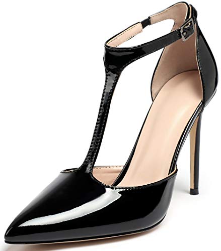 Mettesally Women's High Heels Pointed Toe T-Strap Pumps Ankle Strap Stilettos Mary Jane D'Orsay Sexy Wedding Party Sandals Shoes2