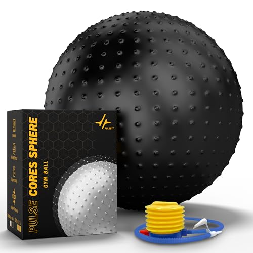PulseITFlexSphere Anti-Burst Spiky Gym Ball with Foot Pump 65cm B...