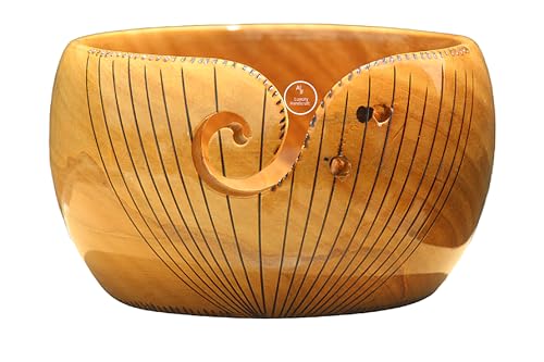 Bol à fil en bois fait main avec découpe en spirale élégante pour tricot - 3