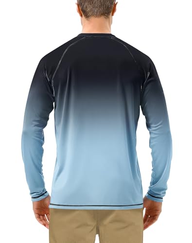 Image of Roadbox Mens UPF 50+ UV Sun Protection Shirts Outdoor Long Sleeve SPF Rash Guard for Fishing Hiking Swimming Running