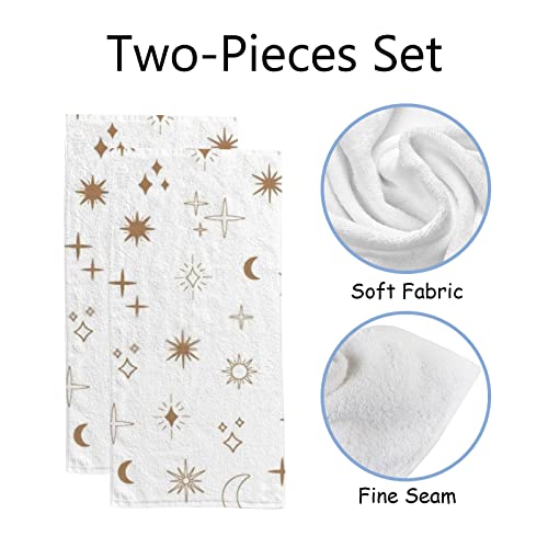 Bath Towel Hand Towel Boho Star Moon Sun Gold Doodle Style White Soft Fabric Fine Seam Lightweight Bathroom Beach Pool Towel Outdoors Travel Sports 30X15 Inch Set Of 2 #TOP1