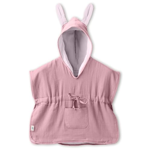 Mababu Badeponcho Baby & Kinder EXTRA weich (100% Bio-Baumwolle) | Kinder Badeponcho 1-7 Jahre | Baby Poncho Badetuch mit Hasenohren & Geschenkverpackung