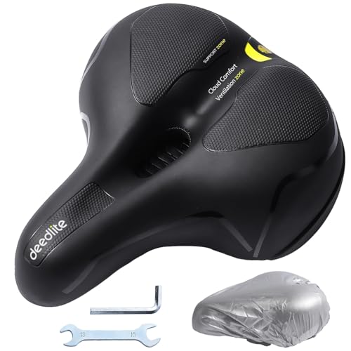 Fahrradsattel Cloud Comfort Pro Max Sattel - Endlich Schmerzfrei Radfahren Bequem Weich Memory Schaum Radsattel Mit Rotem Warnstreifen Cityradsättel Mountainbikesättel mit Federung