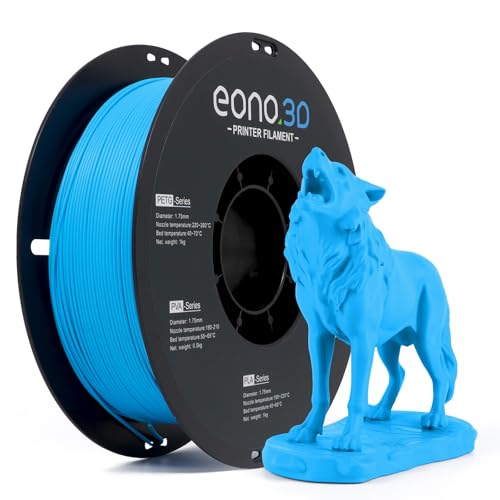 EONO3D Matte PLA Filament 1.75mm Sky Blue 1kg Easy Print Low Warp 0.02mm | Matte PLA Filament 1kg (2.2 lbs) Low Gloss Easy Print Low warp Strong Adhesion 0.02mm Accuracy FDM