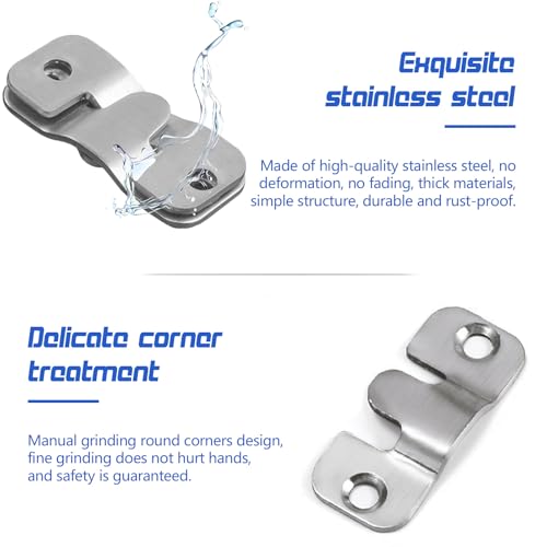 Image of Flush Mount Bracket 18 Pcs Interlocking Mount Picture Hanger Hook Hardware Heavy Duty Stainless Steel Silver for Art Gallery Clock Shelves Mirrors Wall Hanging Photo Frame
