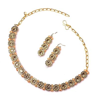 Gold Plated Crystal Necklace Choker Jewellery Set with Earrings Suited for Party (B0DF6BFQK5) Amazon Price History, Amazon Price Tracker