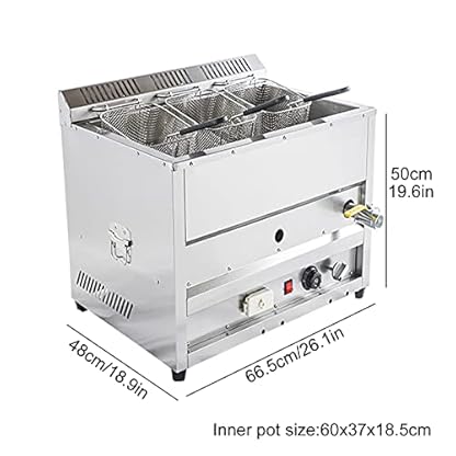 Temperaturgeregelte Gasfritteuse mit Großem Fassungsvermögen, Edelstahl-Fritteuse mit Deckel und Körben, Upgrade der Stereoheizung, 15L/25L Großes, Leicht zu Reinigen, für Restaurant und Heimgebrauch – Bild 3