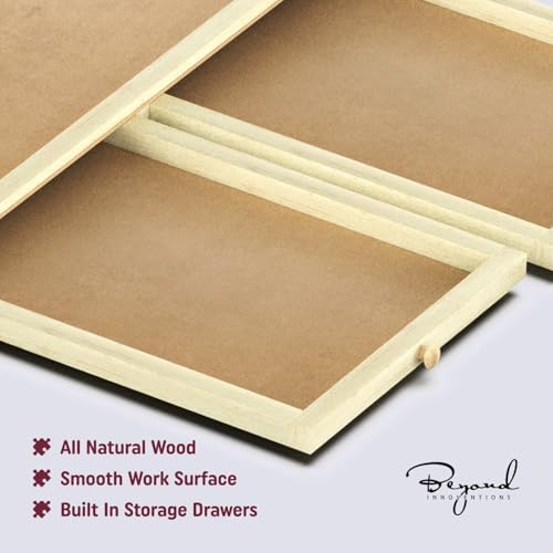 1000 Piece Wooden Jigsaw Puzzle Table - 4 Drawers, Rotating Puzzle Board | 30” X 22” Jigsaw Puzzle Board | Puzzles Cover Included - Portable Puzzle Tables for Adults and Kids by Beyond Innoventions